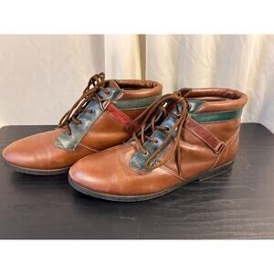 Vintage Danexx Leather Ankle Boots 7.5M -Plaid Lined Retro Riding Booties